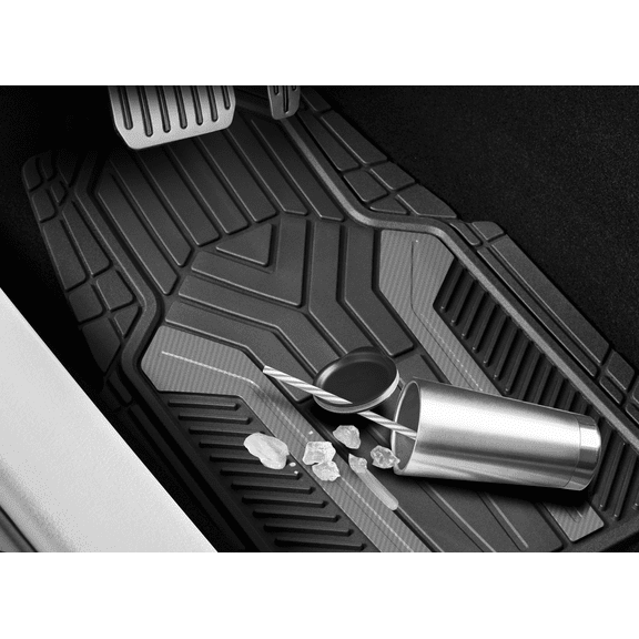 Auto Drive 4Piece Rubber Car Floor Mats Carbon Fiber Blue - Universal Fit, 22WM69-3