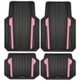 thumbnail image 1 of Auto Drive 4-Piece Black & Pink Heavy Duty Rubber Car Floor Mats, All Weather Universal Trim-to Fit for Car, SUV and Truck Mats, 1 of 8