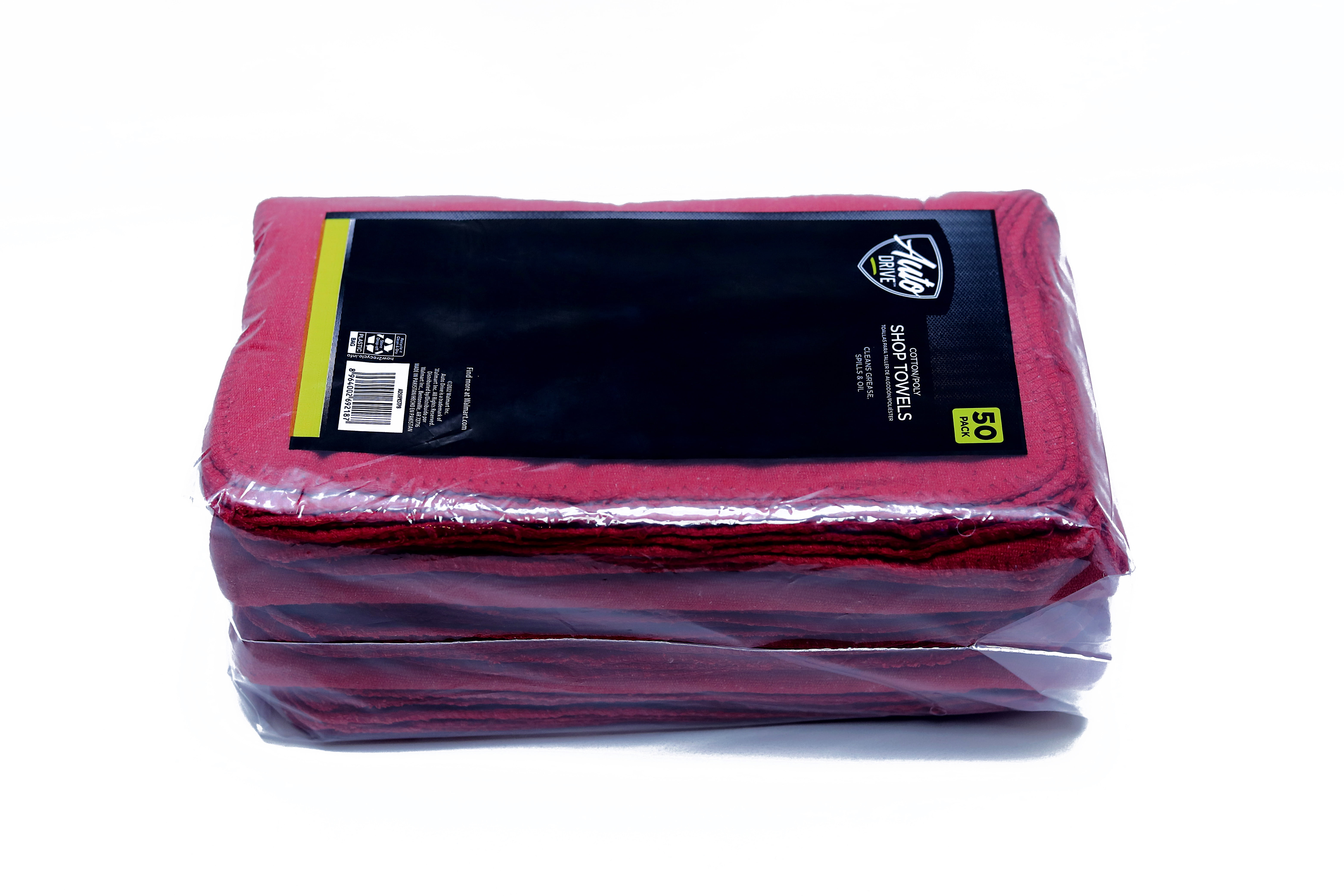 Auto Drive Shop Towels, Red, 50 Count