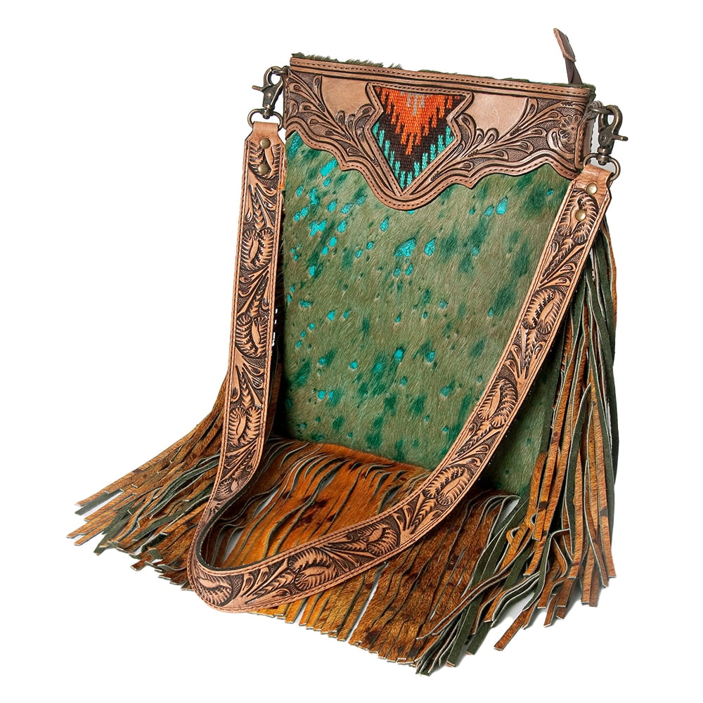 ADBG1804 American Darling Hand Tooled Floral Carved Leather Western Clutch Bag