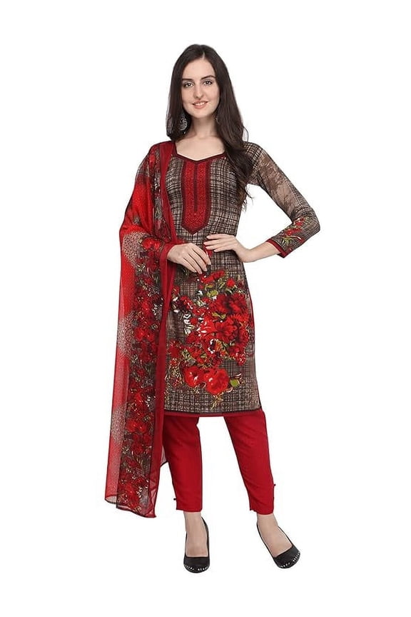 Indian Style Crepe Salwar Suit With Designer Dupatta For Women
