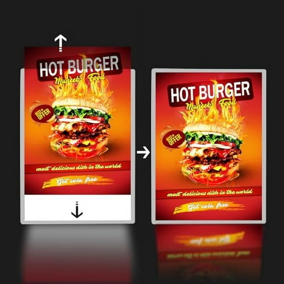 AD.HOOMAI Slim LED Light Box Graphics Effortless Plug-in Advertising Frame Display 20""x28"" 2 Unitfor Advertising, Restaurant menu and Movie Poster Frame, Silver