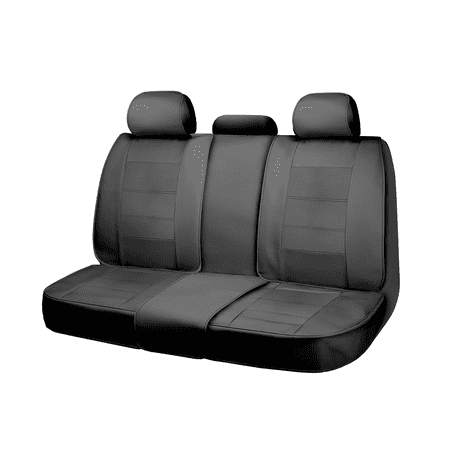 auto drive full faux leather rear bench seat cover - black, universal fit