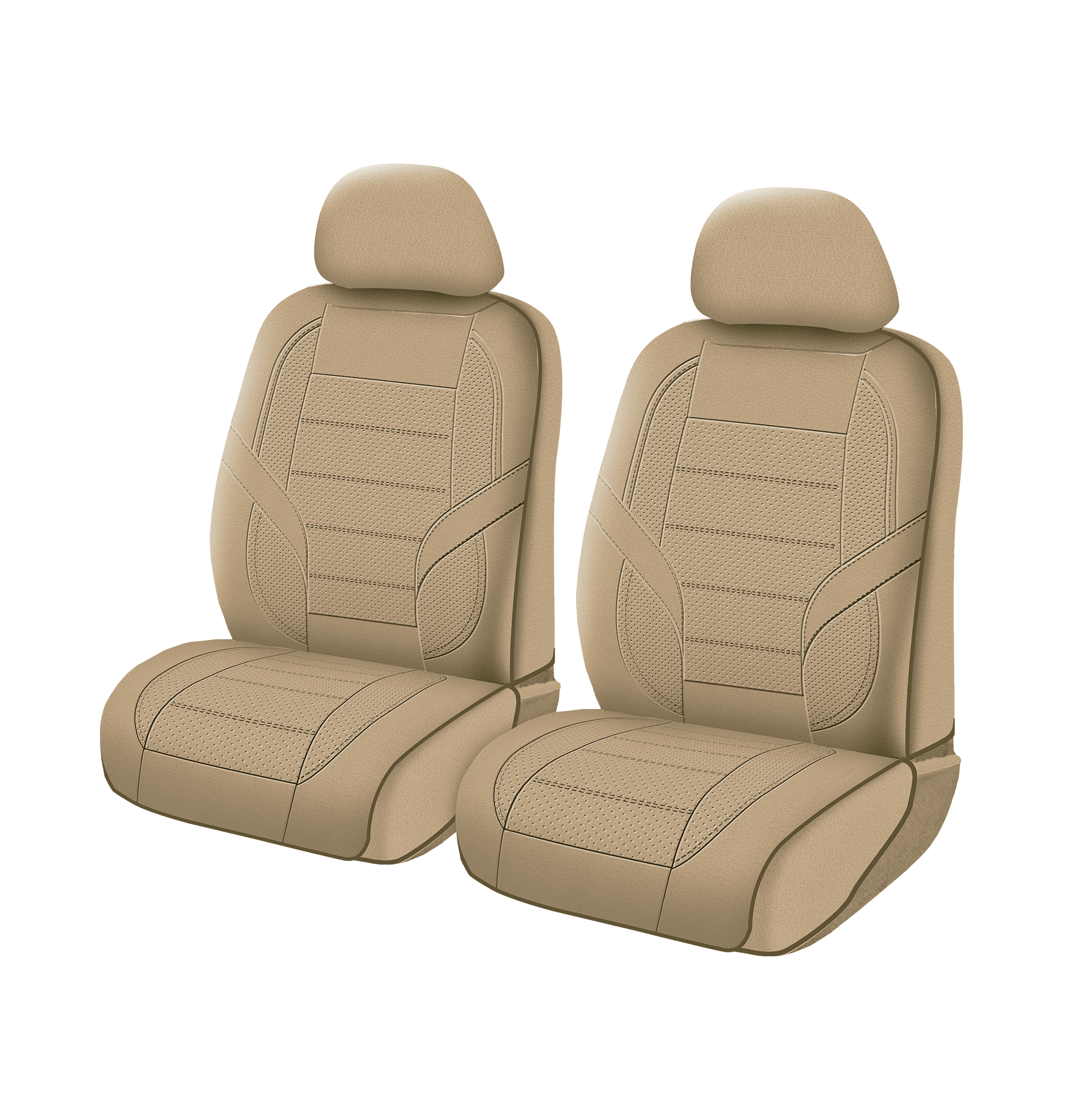 Auto Drive Full Faux Leather Seat Covers - 2 Pack - Tan, Universal Fit