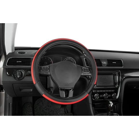 Auto Drive 1Piece Car Steering Wheel Cover Leather Sports Red - Universal Fit, 23SWC230