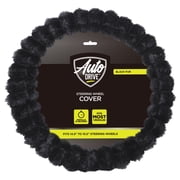 Auto Drive Faux Fur Elastic Stretch Steering Wheel Cover,Universal Fit for Sedans, SUVs,1 Pack, Black