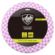Auto Drive Universal Neoprene Waterproof Steering Wheel Cover, Set of 1, Fit for Cars, SUVs, Trucks, Pink Checkered Prin