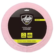 Auto Drive Faux Fur Elastic Stretch Steering Wheel Cover,Universal Fit for Sedans, SUVs,1 Pack, Pink