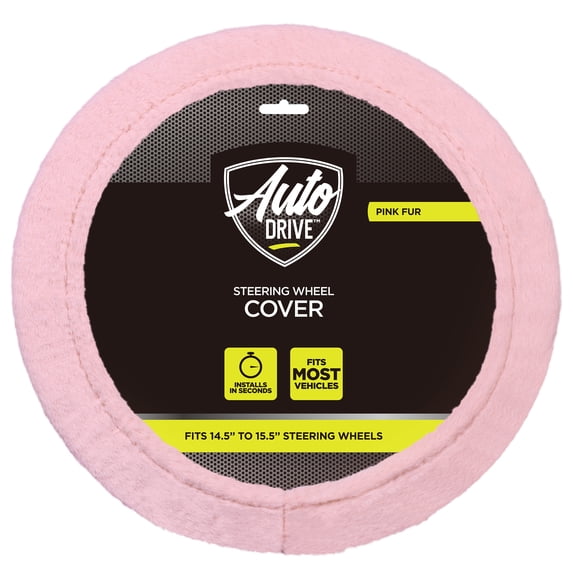Auto Drive Faux Fur Elastic Stretch Steering Wheel Cover,Universal Fit for Sedans, SUVs,1 Pack, Pink