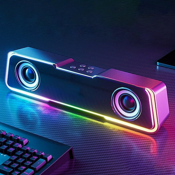AD01 Bluetooth Speaker - 5W High Power Portable Wireless Speaker with Subwoofer, 8-Hour Playtime, AUX Input, Colorful LED Lights for Home, TV, Karaoke, Desktop, Outdoor Use