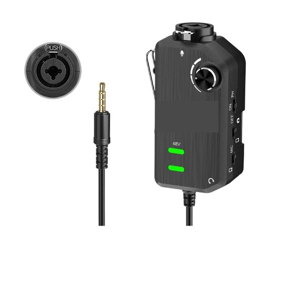 AD2 XLR/ 6.35mm Preamp Adapter With 48V Phantom Power Guitar Interface Microphone Preamp