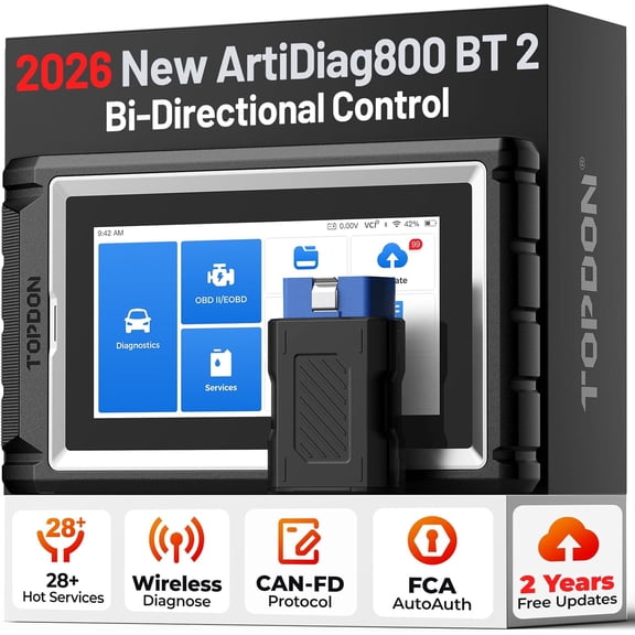 AD800BT 2 OBD2 Scanner, 2026 Bidirectional Scan Tool, Function as AD900 Lite AD Pro, All System Automotive Diagnostic Active Test, 28+ Reset Service, FCA Autoauth, Years Free Update