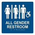 ADA All Gender Restroom Sign Tactile with Braille Grade II 8" x 8