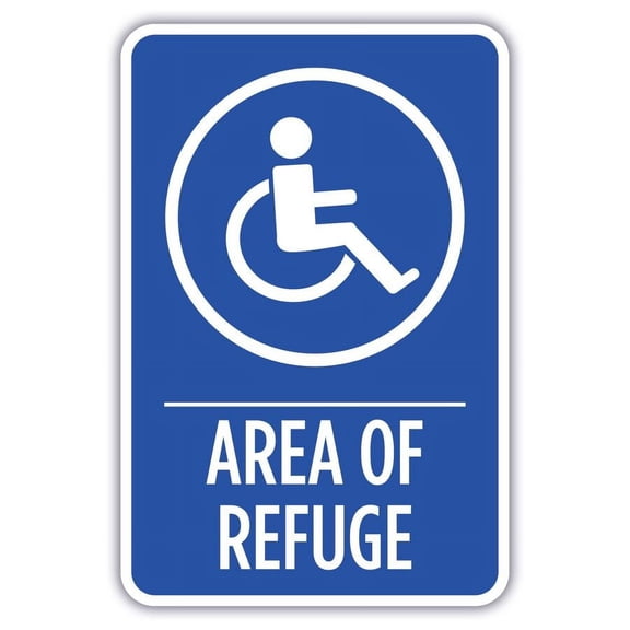 ADA Area of Refuge Metal Aluminum Sign Size: 8 x 12 Inch