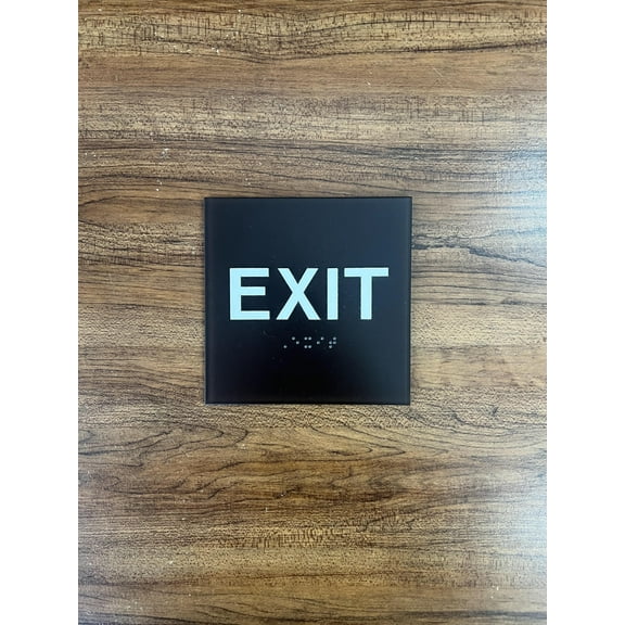 ADA Braille Exit Sign, 5"x5" Raised Letters, Braille, Durable, Easy Install, Optional Adhesive Back