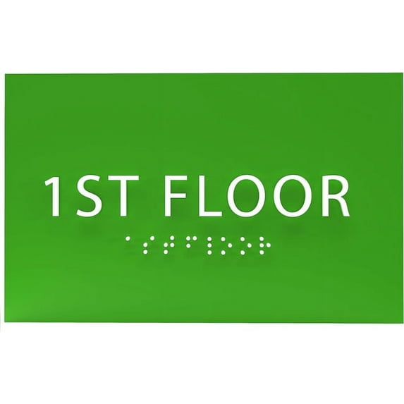 ADA CENTRAL SIGNS - 6" X4" 1st Floor Sign - ADA Compliant Tactile Graphics Grade 2 Braille Text Wall Sign| Directional Assistance, Floor Number Sign for Office, Schools, Hospitals, Apartments