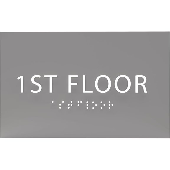 ADA CENTRAL SIGNS - 6" X4" 1st Floor Sign - ADA Compliant Tactile Graphics Grade 2 Braille Text Wall Sign| Directional Assistance, Floor Number Sign for Office, Schools, Hospitals, Apartments