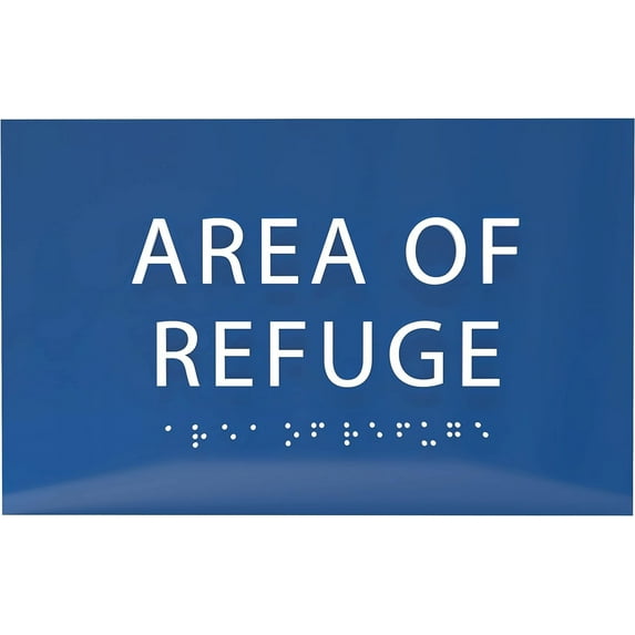 ADA CENTRAL SIGNS - 6" X4" Area of Refuge Sign - ADA Compliant Tactile Graphics Grade 2 Braille Text | Wall Mount Plastic Signs for Shopping Malls, Offices, Hotels, Schools, Apartments & Restaurants