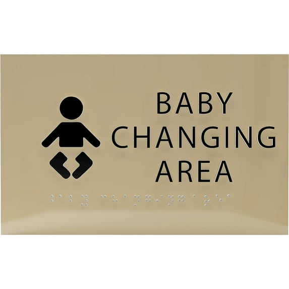 ADA CENTRAL SIGNS - 6" X4" Baby Changing Area Sign | Tactile Graphics Grade 2 Braille Text Baby Care Sign| ADA Compliant Wall Mount Plastic Restroom Sign for Hospital, Offices, Clinics and Apartments