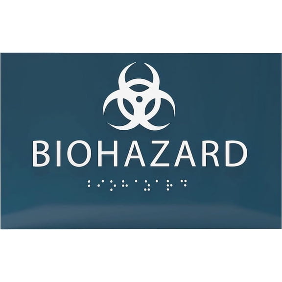 ADA CENTRAL SIGNS - 6" X4" Biohazard Sign | Tactile Graphics Grade 2 Braille Text Potential Danger Wall Sign| ADA Compliant Authorized Person Only Warning Sign for Hospital, medical space, Laboratory