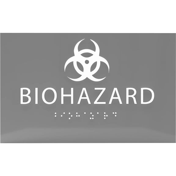 ADA CENTRAL SIGNS - 6" X4" Biohazard Sign | Tactile Graphics Grade 2 Braille Text Potential Danger Wall Sign| ADA Compliant Authorized Person Only Warning Sign for Hospital, medical space, Laboratory