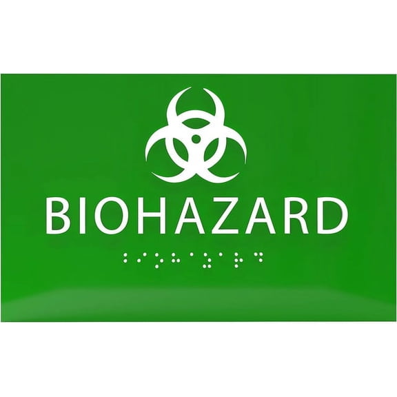 ADA CENTRAL SIGNS - 6" X4" Biohazard Sign | Tactile Graphics Grade 2 Braille Text Potential Danger Wall Sign| ADA Compliant Authorized Person Only Warning Sign for Hospital, medical space, Laboratory