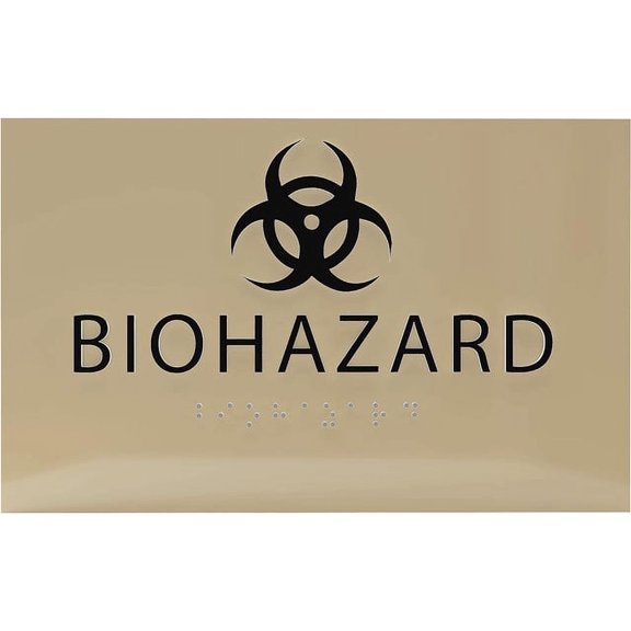 ADA CENTRAL SIGNS - 6" X4" Biohazard Sign | Tactile Graphics Grade 2 Braille Text Potential Danger Wall Sign| ADA Compliant Authorized Person Only Warning Sign for Hospital, medical space, Laboratory