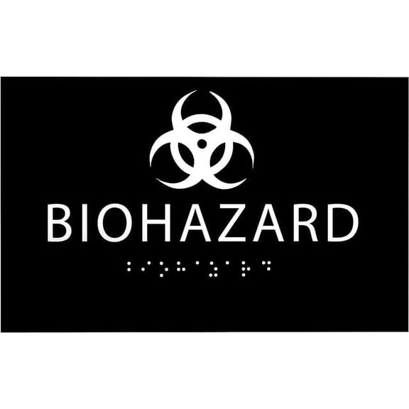 ADA CENTRAL SIGNS - 6" X4" Biohazard Sign | Tactile Graphics Grade 2 Braille Text Potential Danger Wall Sign| ADA Compliant Authorized Person Only Warning Sign for Hospital, medical space, Laboratory