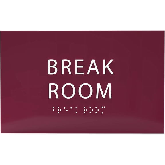 ADA CENTRAL SIGNS - 6" X4" Break Room Sign - ADA Compliant Tactile Graphics Grade 2 Braille Text | Wall Mount Plastic Kitchen, Lunch Room Signs for Offices, Hotels, Schools, Apartments, & Restaurants