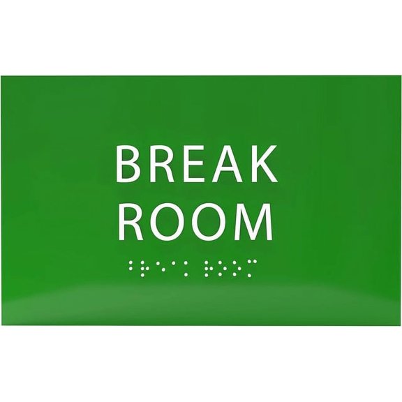 ADA CENTRAL SIGNS - 6" X4" Break Room Sign - ADA Compliant Tactile Graphics Grade 2 Braille Text | Wall Mount Plastic Kitchen, Lunch Room Signs for Offices, Hotels, Schools, Apartments, & Restaurants