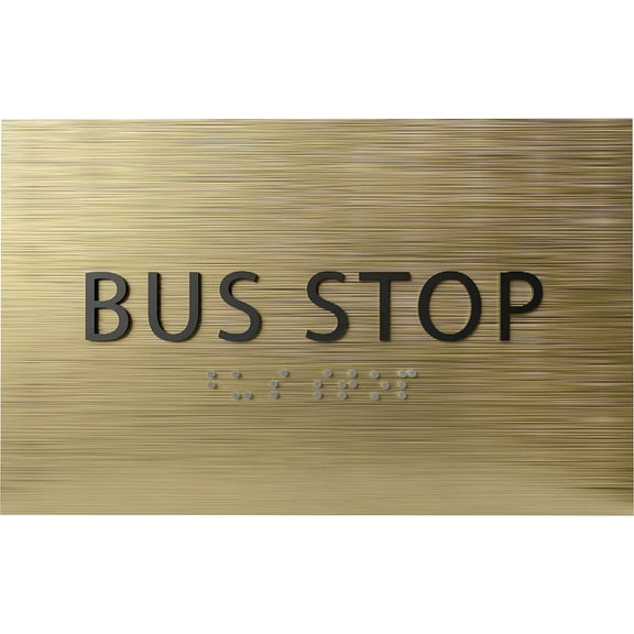 ADA CENTRAL SIGNS - 6" X4" Bus Stop Sign - ADA Compliant Tactile Graphics Grade 2 Braille Text Wall Sign | Modern Utility Passengers Waiting, Public Transportation, Road Traffic, and Shelter Signs