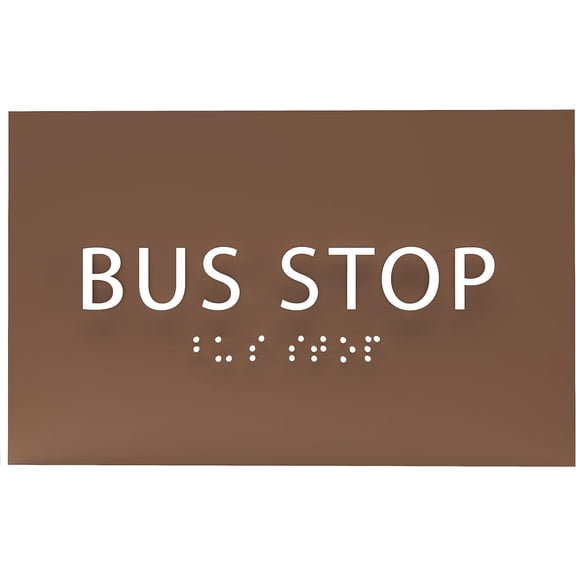 ADA CENTRAL SIGNS - 6" X4" Bus Stop Sign - ADA Compliant Tactile Graphics Grade 2 Braille Text Wall Sign | Modern Utility Passengers Waiting, Public Transportation, Road Traffic, and Shelter Signs