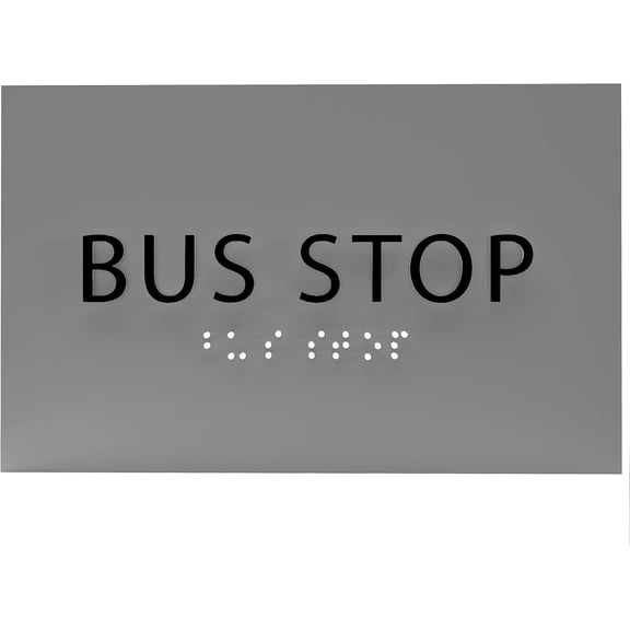 ADA CENTRAL SIGNS - 6" X4" Bus Stop Sign - ADA Compliant Tactile Graphics Grade 2 Braille Text Wall Sign | Modern Utility Passengers Waiting, Public Transportation, Road Traffic, and Shelter Signs