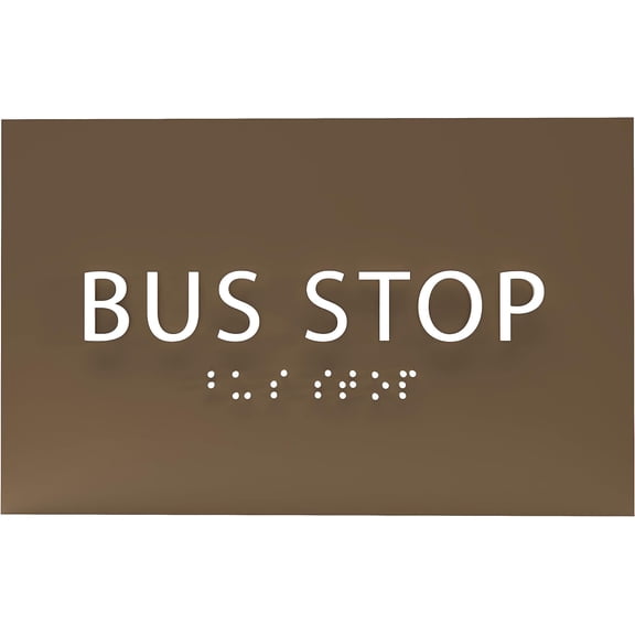 ADA CENTRAL SIGNS - 6" X4" Bus Stop Sign - ADA Compliant Tactile Graphics Grade 2 Braille Text Wall Sign | Modern Utility Passengers Waiting, Public Transportation, Road Traffic, and Shelter Signs