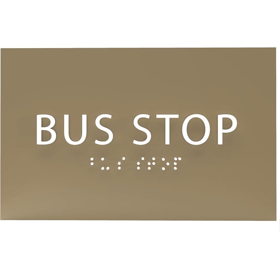 ADA CENTRAL SIGNS - 6" X4" Bus Stop Sign - ADA Compliant Tactile Graphics Grade 2 Braille Text Wall Sign | Modern Utility Passengers Waiting, Public Transportation, Road Traffic, and Shelter Signs