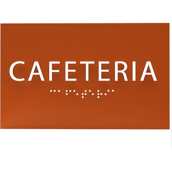 ADA CENTRAL SIGNS - 6" X4" Cafeteria Sign - ADA Compliant Tactile Graphics Grade 2 Braille Text Wall Sign| Kitchen, Dining, Lunch, Break Room Sign for Office, Hotel, School, self-service Restaurant