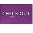 thumbnail image 1 of ADA CENTRAL SIGNS - 6" X4" Check Out Sign - ADA Compliant Tactile Graphics Grade 2 Braille Text Reception Desk Wall Sign | Front Counter Lobby Checkout Signs for Hotel, Hospital, Restaurant, and Store, 1 of 7