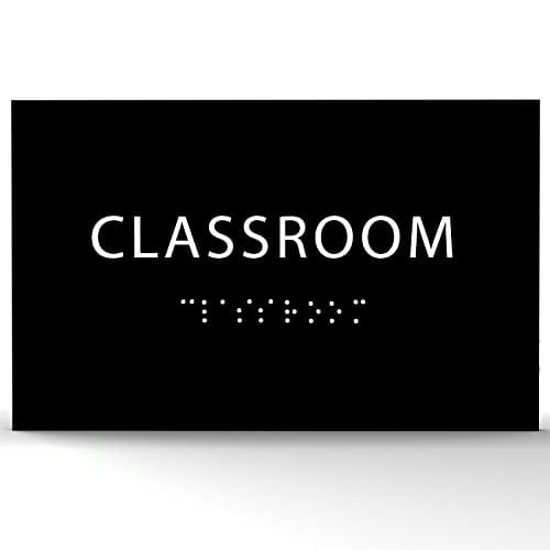 ADA CENTRAL SIGNS - 6" X4" Classroom Sign - ADA Compliant Tactile Graphics Grade 2 Braille Text Acrylic Wall Sign | Modern Utility Room Name Sign for School, college, University, and Training Areas
