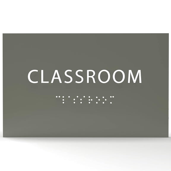 ADA CENTRAL SIGNS - 6" X4" Classroom Sign - ADA Compliant Tactile Graphics Grade 2 Braille Text Acrylic Wall Sign | Modern Utility Room Name Sign for School, college, University, and Training Areas