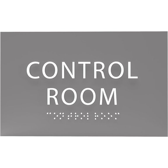ADA CENTRAL SIGNS - 6" X4" Control Room Sign - ADA Compliant Tactile Graphics Grade 2 Braille Text Safety Wall Sign | Modern Utility Fire Emergency Sign for Malls, Offices, Businesses, and Apartments