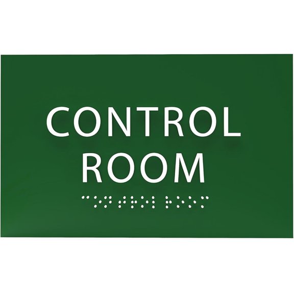 ADA CENTRAL SIGNS - 6" X4" Control Room Sign - ADA Compliant Tactile Graphics Grade 2 Braille Text Safety Wall Sign | Modern Utility Fire Emergency Sign for Malls, Offices, Businesses, and Apartments