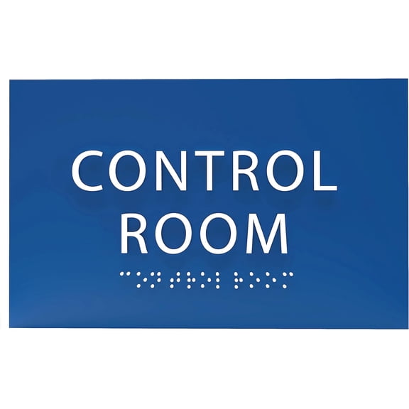ADA CENTRAL SIGNS - 6" X4" Control Room Sign - ADA Compliant Tactile Graphics Grade 2 Braille Text Safety Wall Sign | Modern Utility Fire Emergency Sign for Malls, Offices, Businesses, and Apartments