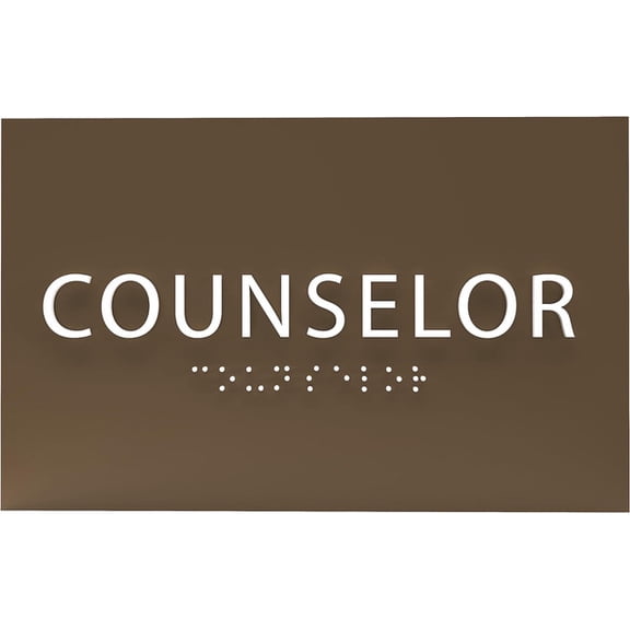 ADA CENTRAL SIGNS - 6" X4" Counselor Sign - ADA Compliant Tactile Graphics Grade 2 Braille Text Consultant Sign | Professional, Expert Advisor Wall Signs for Office, Hotel, Schools, Hospital & Clinics