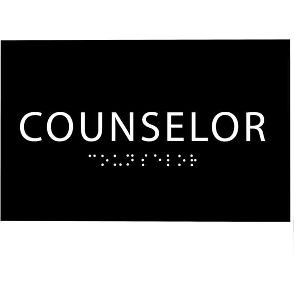 ADA CENTRAL SIGNS - 6" X4" Counselor Sign - ADA Compliant Tactile Graphics Grade 2 Braille Text Consultant Sign | Professional, Expert Advisor Wall Signs for Office, Hotel, Schools, Hospital & Clinics