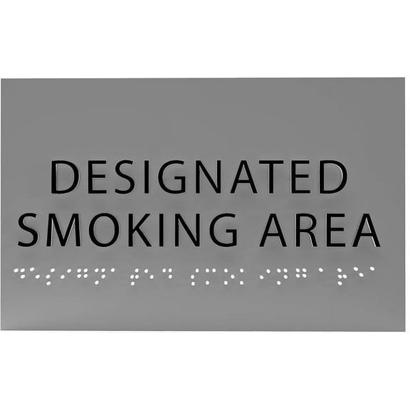 ADA CENTRAL SIGNS - 6" X4" Designated Smoking Area Sign - ADA Compliant Tactile Graphics Grade 2 Braille Text | Smoking Permitted Wall Signs for Offices, Private Businesses, Schools, and Restaurants