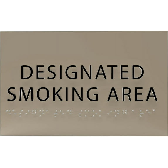 ADA CENTRAL SIGNS - 6" X4" Designated Smoking Area Sign - ADA Compliant Tactile Graphics Grade 2 Braille Text | Smoking Permitted Wall Signs for Offices, Private Businesses, Schools, and Restaurants