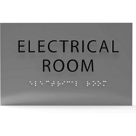 ADA CENTRAL SIGNS 6" X4" Electrical Room Sign- Tactile Graphics Grade 2 Braille Text | Modern Utility Wall Mount Adhesive Strips Plastic Signs For Schools, Offices, Businesses, Apartments & Restaurant