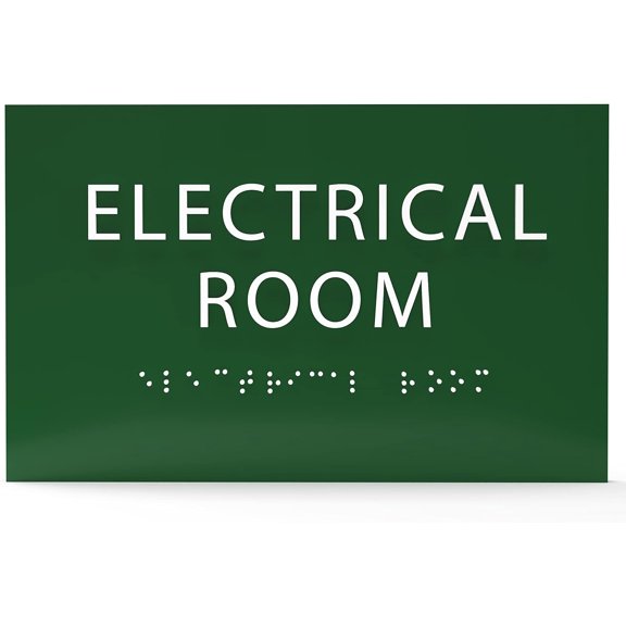 ADA CENTRAL SIGNS 6" X4" Electrical Room Sign- Tactile Graphics Grade 2 Braille Text | Modern Utility Wall Mount Adhesive Strips Plastic Signs For Schools, Offices, Businesses, Apartments & Restaurant