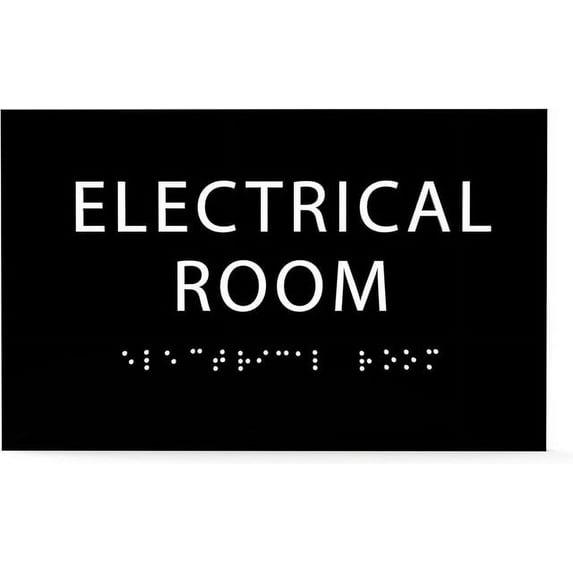ADA CENTRAL SIGNS 6" X4" Electrical Room Sign- Tactile Graphics Grade 2 Braille Text | Modern Utility Wall Mount Adhesive Strips Plastic Signs For Schools, Offices, Businesses, Apartments & Restaurant
