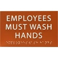 thumbnail image 1 of ADA CENTRAL SIGNS - 6" X4" Employees Must Wash Hands Sign - ADA Compliant Tactile Graphics Grade 2 Braille Text Restroom Sign| Safety Informative Wall Signs for Offices, Businesses, and Restaurants, 1 of 7